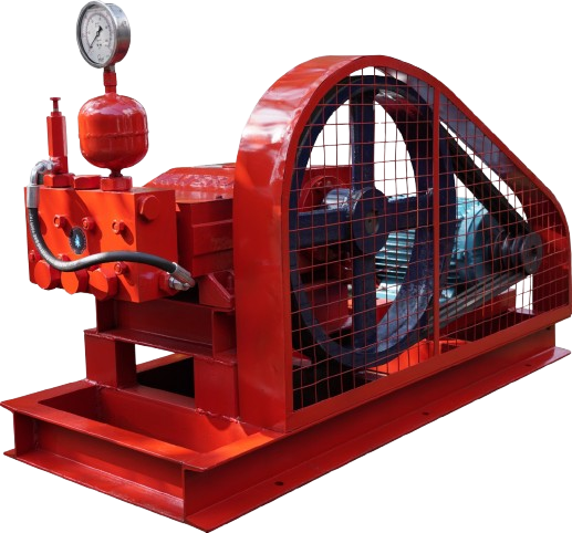 Waterjet triplex plunger pump with motor and belt guard